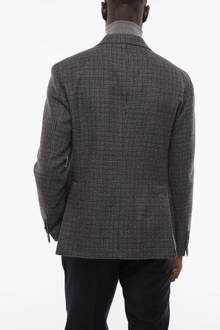 Blazer in Lana Semifoderato con Motivo Pied de Poule