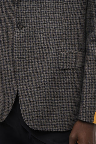 Blazer in Lana Semifoderato con Motivo Pied de Poule