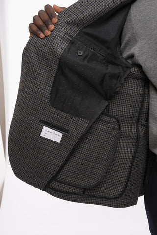 Blazer in Lana Semifoderato con Motivo Pied de Poule