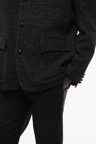 2-2 Virgin Wool Blend MORNING Blazer with Ornamental-Buttons