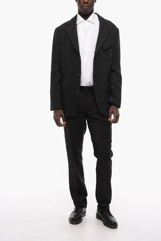 2-2 Virgin Wool Blend MORNING Blazer with Ornamental-Buttons