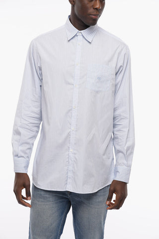 Balanced Stripe Cotton Shirt with Removable Collar