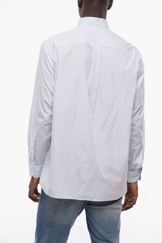 Balanced Stripe Cotton Shirt with Removable Collar