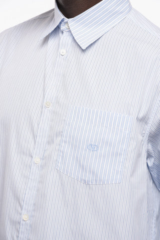 Balanced Stripe Cotton Shirt with Removable Collar