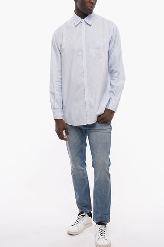 Balanced Stripe Cotton Shirt with Removable Collar