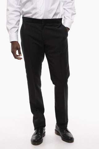 Satin Details 4 Pockets Mohair Blend Pants