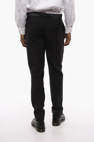 Satin Details 4 Pockets Mohair Blend Pants