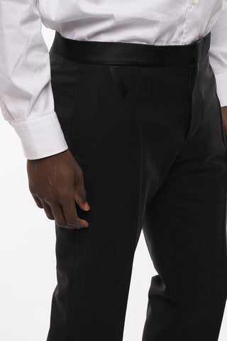 Satin Details 4 Pockets Mohair Blend Pants