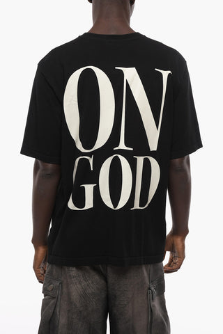 Cotton Crew-Neck T-shirt with Frontal Maxi Print
