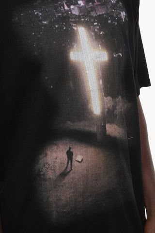 Cotton Crew-Neck T-shirt with Frontal Maxi Print