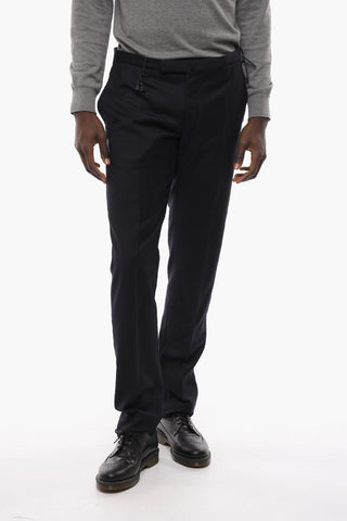 Wool Slim Fit Pants with Hidden Closure