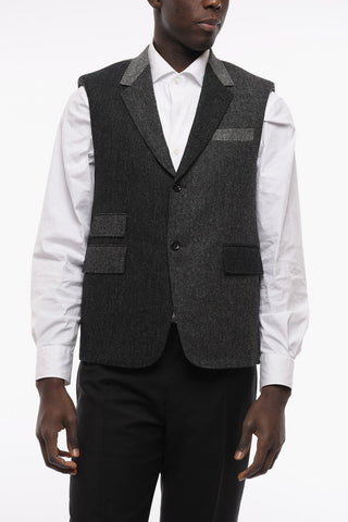 Wool Tweed Vest with Flap Pockets