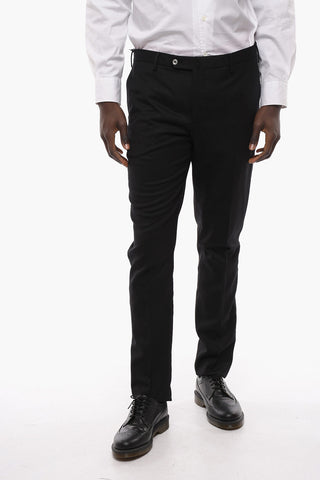 Wool-blend Skinny Trousers with Front Pleat