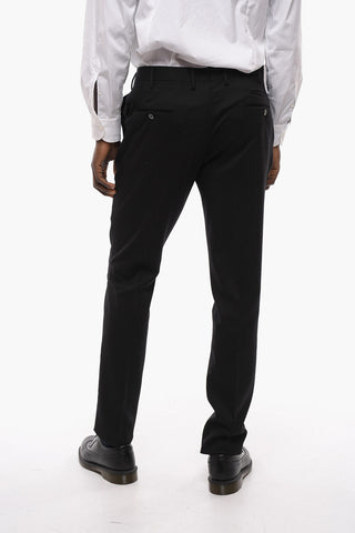 Wool-blend Skinny Trousers with Front Pleat