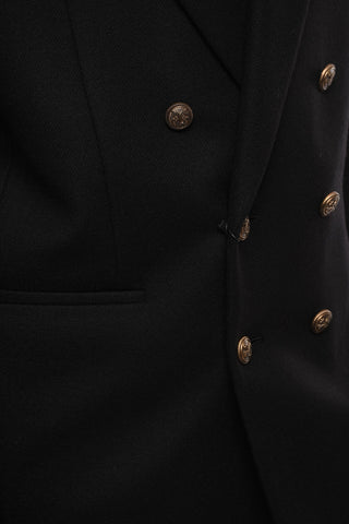 Camel Wool Double Breasted Blazer with Peak Lapel