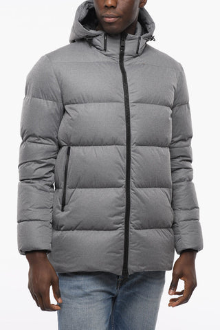Hooded Nylon Down Jacket with Front Zip