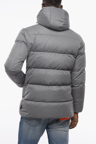 Hooded Nylon Down Jacket with Front Zip