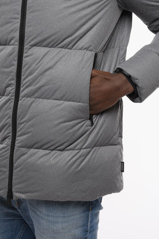 Hooded Nylon Down Jacket with Front Zip