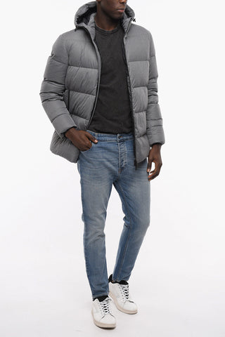 Hooded Nylon Down Jacket with Front Zip