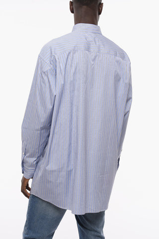 MM4 Button-down Cotton Oversized Shirt with Balanced Stripe Motif