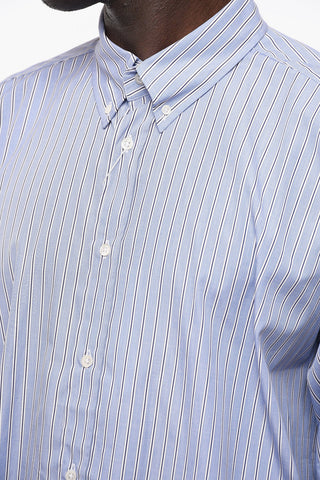 MM4 Button-down Cotton Oversized Shirt with Balanced Stripe Motif