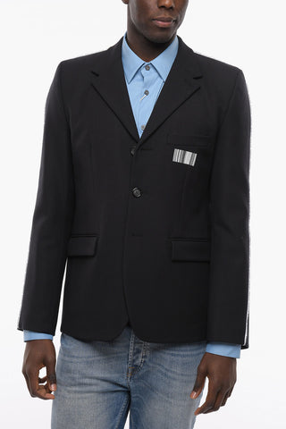 VTMNTS Blazer BARCODE in Lana con Tasche con Aletta