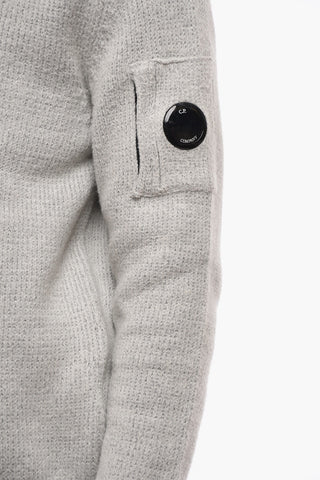 Cotton Blend Crew-neck Sweater with Sleeve Pocket