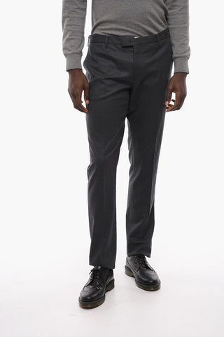 Pantaloni Skinny Fit in Lana Stretch con Tasche a Filo