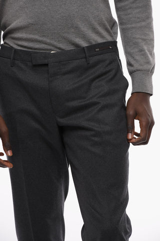 Pantaloni Skinny Fit in Lana Stretch con Tasche a Filo