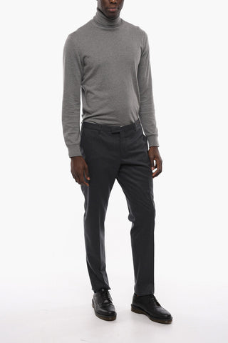 Pantaloni Skinny Fit in Lana Stretch con Tasche a Filo