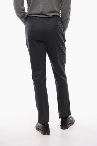Pantaloni Skinny Fit in Lana Stretch con Tasche a Filo