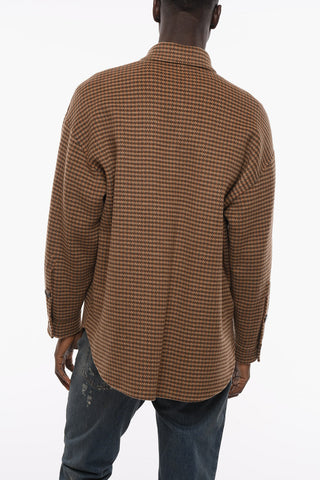 Pied de Poule Motif Wool Blend Overshirt