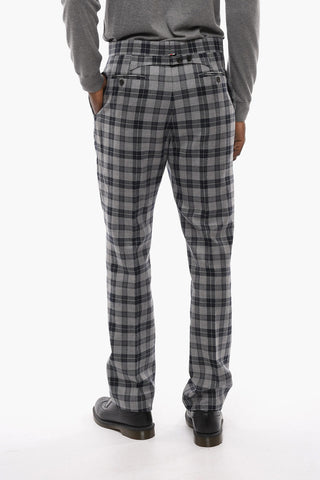 Backstrap Tartan Wool Slim Fit Pants