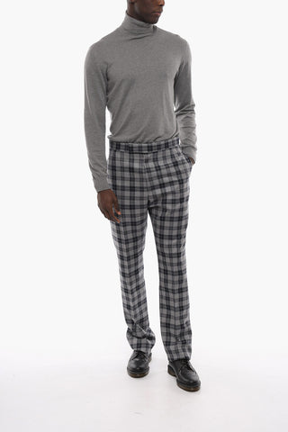 Backstrap Tartan Wool Slim Fit Pants