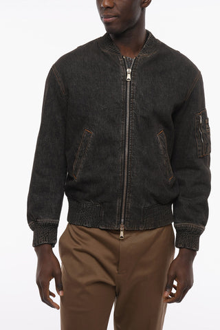 LIBRARY Denim D-WELTIK Bomber Jacket with Visible Stitching