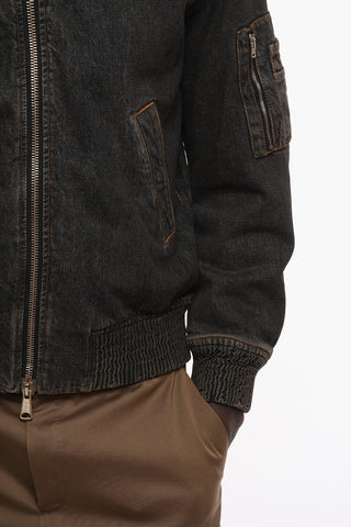 LIBRARY Denim D-WELTIK Bomber Jacket with Visible Stitching