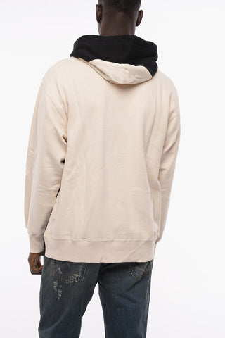 Two-tone Fleece Cotton Hoodie with Embroidered Logo