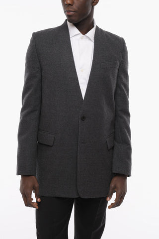 Single Breasted Wool Coat With Flap Pockets