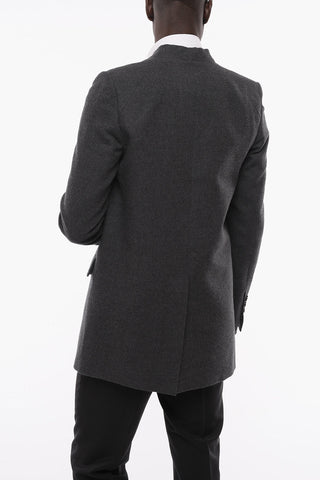 Single Breasted Wool Coat With Flap Pockets