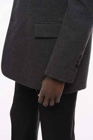 Single Breasted Wool Coat With Flap Pockets