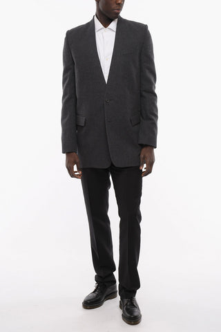 Single Breasted Wool Coat With Flap Pockets