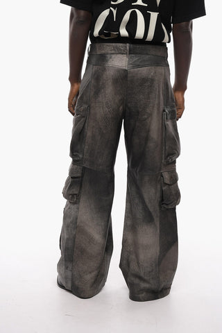 Wide Leg Degradè Leather Cargo Pants