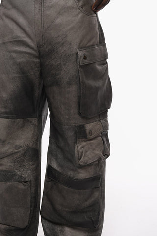 Wide Leg Degradè Leather Cargo Pants