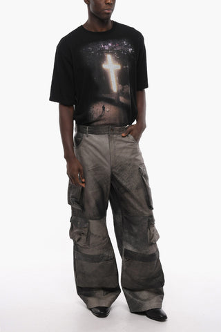 Wide Leg Degradè Leather Cargo Pants