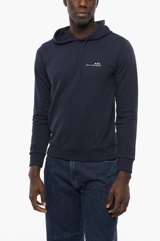 Brushed Cotton Hoodie with Printed Logo