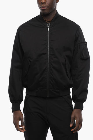 Front Zipped Cotton Bomber Jacket with Removable Detail