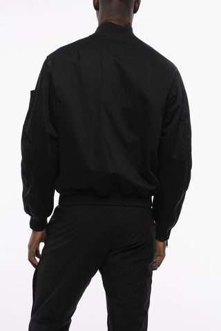 Front Zipped Cotton Bomber Jacket with Removable Detail