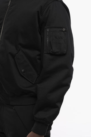 Front Zipped Cotton Bomber Jacket with Removable Detail