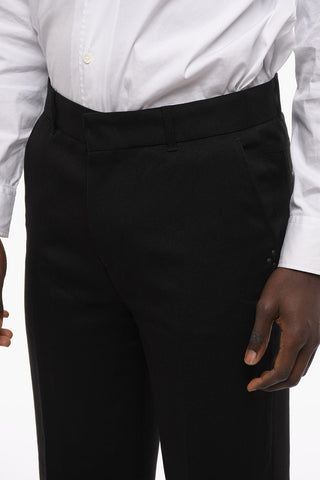 4 Pocket Twill Fabric Pants with Hidden Closure