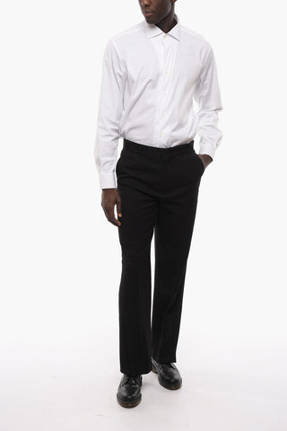 4 Pocket Twill Fabric Pants with Hidden Closure